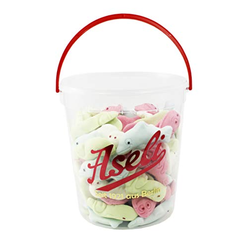 1.100g Aseli Meerestiermix | fruchtig- leckerer Marshmallow- Mix | Robben Wale Delfine Fische | wiederverschließbarer 1 1kg Eimer | Figuren handgefertigt | glutenfrei | laktosefrei