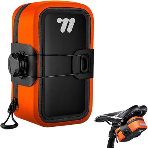 UNIQOCK サドルバッグ 自転車 バッグ ロードバイク フレームバッグ 0.5L 反射材付き テールライト装着可能 ストラップ式 防水ファスナー 取り付け簡単 軽量 ロード MTB クロスバイク サイクリング-オレンジ