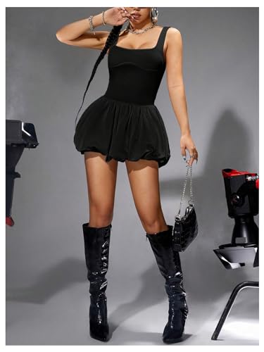 Milumia Women's Square Neck Sleeveless Ruffled Bubble Mini Tank Dress3