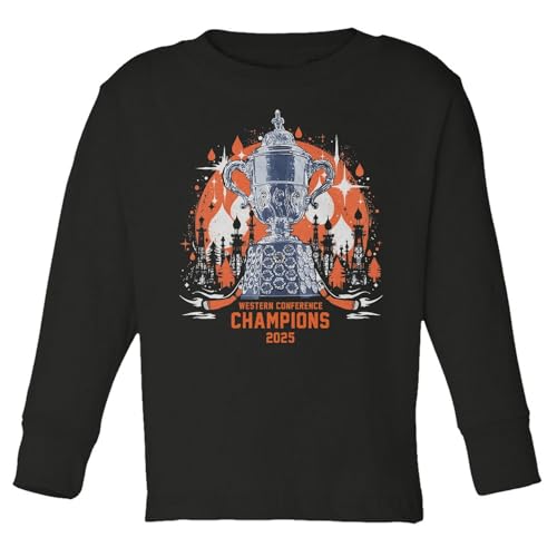 Hockey 2025 West Champions - Edmonton Tribute Toddler Long Sleeve Tshirt (Black, 2T)