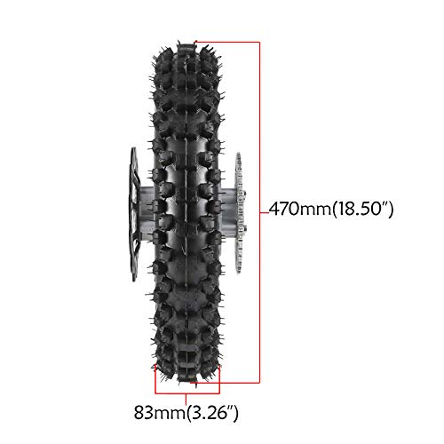 ZXTDR 3.00-12 1.85x12 Rear Wheel With 12mm Bearing Axle 80/100-12 Tire Rim & Brake Disc Rotor and Sprocket for Dirt Pit Bike