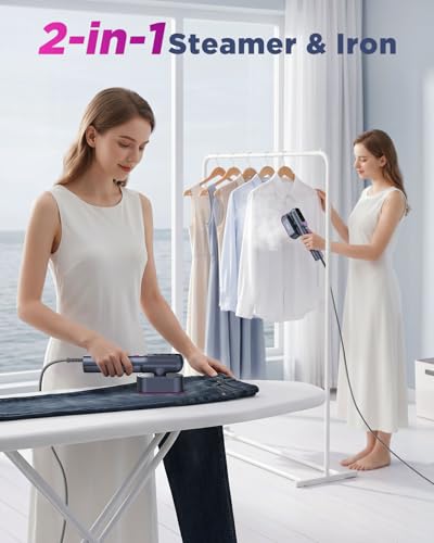 image for Reewit Travel Steamer for Clothes,100-240V Travel Steamer & Iron 2 in 