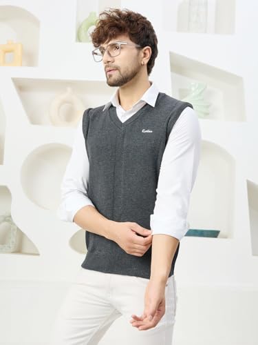 Image of Kvetoo V Neck Sleeveless Winter Wool Sweater for Men