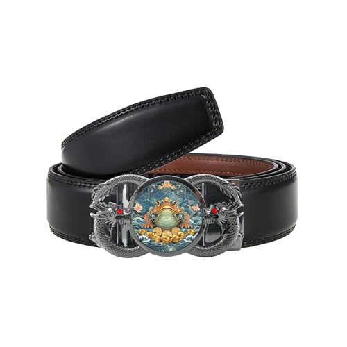Feng Shui Ratchet Belt of Men,Lucky Toad Fortune Cat Pattern Printing,Ideal for Attracting Wealth,Good Luck Belt for Money