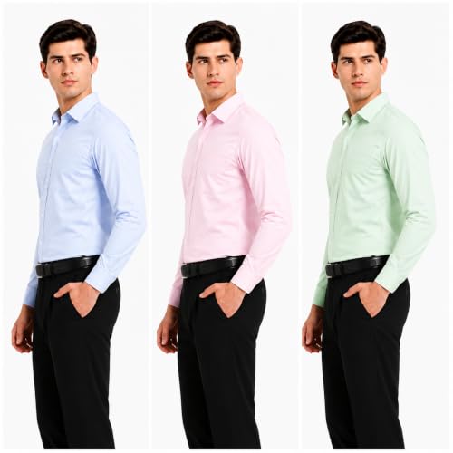 Image of Men's Solid Formal Shirt | Premium Cotton Rich Full Sleeves Shirt | Comfort Fit Office Wear Shirt with Single Chest Pocket | Stylish Casual & Formal Shirt for Men