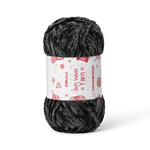 Image of 100g Fluffy Velvet Chenille Yarn for Crocheting and Knitting, 80m (87.5yd) Baby Yarn for Crocheting Soft, Crochet Chunky Yarns Amigurumi Yarns (Carbon Grey)