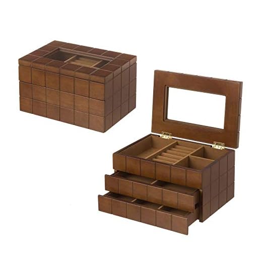Dcasa - Joyero de Madera con 2 cajones marrón Moderno para Dormitorio Bretaña