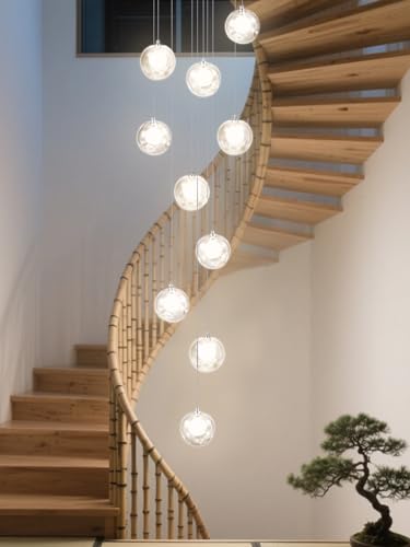 La Mejor Lista de Lámparas de araña comprados en linea. 45 Meimond Lámpara Araña LED Moderna de Techo Colgante para Escaleras, Comedor y Sala - Diseño Elegante, Ideal para Techos Doble Altura, Candelabro de Interior con Focos Integrados...