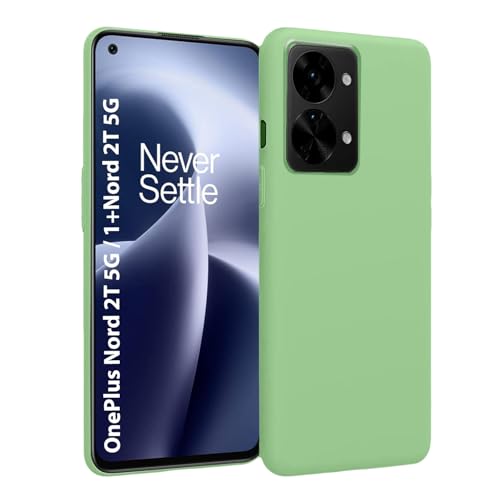 Image of LIRAMARK Liquid Silicone Soft Back Cover Case for OnePlus Nord 2T 5G / 1+Nord 2T 5G (Mint Green)