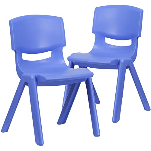 Flash Furniture Whitney 2 Pack Blue Plastic Stackable School Chair with 15.5' Seat Height