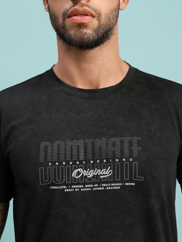 Image of Lux Nitro Men's Cloud Burst Printed Half Sleeve T-Shirt | Cotton Blend Round Neck Tee | Regular Fit Casual Wear