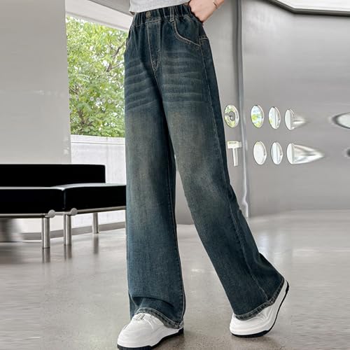 Toddler Barrel Jeans Flannel Lined Elastic High Waisted Basic Jeans Soft Cotton Girls Long Jeans Size 10-12 Tall4