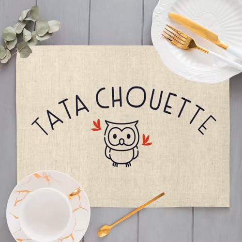 Sets de table en lin lavable grand format anti tache chouettes - 4
