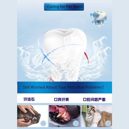 Image of Cat Dog Pet Toothbrush & Toothpaste Kit,360 Degree Pet Toothbrush,Pet Teeth Cleaning kit,Reduces Plaque, Whitens Teeth, Freshens Breath
