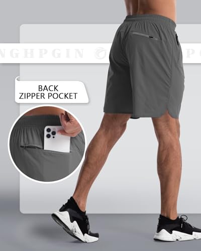 CANGHPGIN 2 Pack Mens Workout Athletic Shorts 7 inch Inseam Quick Dry Hiking Shorts Men Lightweight Sports Gym Shorts Running