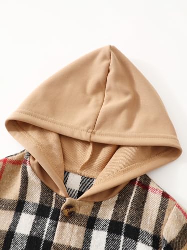 Image of 2Pcs Kids Boys Flannel Plaid Shirt Tops Pants Set Hoodie Sweatsuit for Fall Winter Spring Outfits 4-12 Years