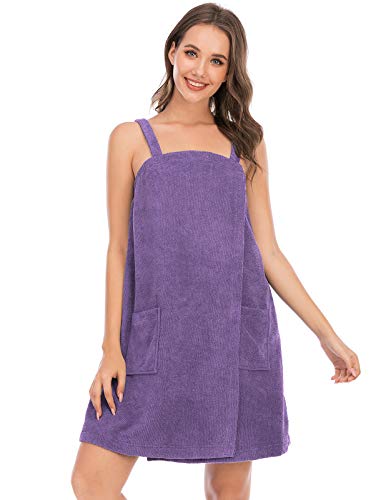 Image of Veseacky Women Bath Wrap Towel for Womens Shower with Pocket Adjustable Spa Robe & Facial Headband
