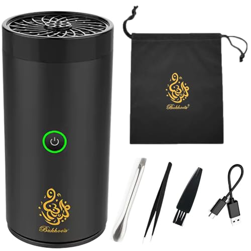 متجر ليدي ستايل Electric Bukhoor Burner for Car Usb Type-C Power Electrical Bakhoor Burner for Home Rechargeable Electric Mini Portable Incense Burners Black