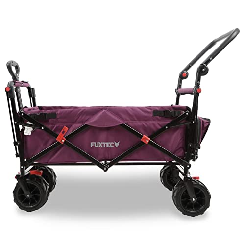 Carrello Da Spiaggia Pieghevole Fuxtec CTB800 - Viola - Pieghevole Con Ruote Larghe, Tetto, Freno Anteriore E Posteriore - Adatto Ai Bambini - L'originale Bollerwagen Fuxtec - 3
