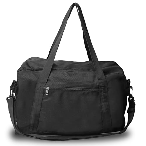 Small Gym Bag Waterproof Sports Bags 40x20x25cm fits Ryanair Cabin with Adjustable Shoulder Strap Gym Duffel Bag Small Holdall Bags for for Women Men Sport Overnight Travel Weekend Trip (Black)