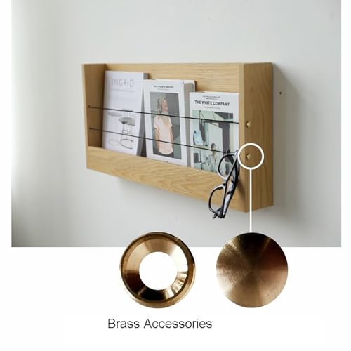 Support de rangement mural courrier magazines bois noyer rustique salon