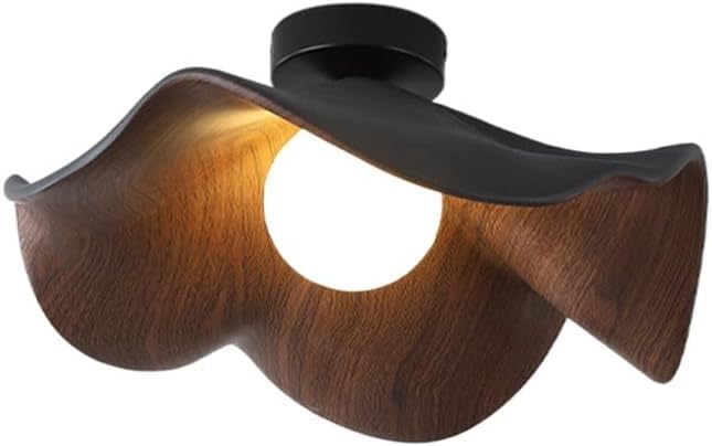 modern simple lotus leaf flower ceiling lamp screw e26 iron walnut grain bedroom ceiling lamp children's room corridor living room balcony lamp black