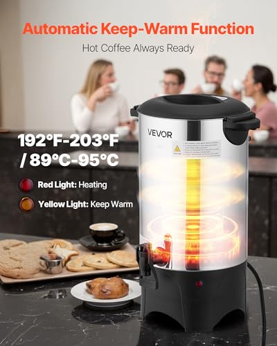 Image of VEVOR Commercial Coffee Urn, 40 Cup 6 L Hot Beverage Dispenser with Dripless Faucet, Quick-Brewing Commercial Coffee Maker, with Stainless Steel Liner, for Catering, Business, Church & Restaurant