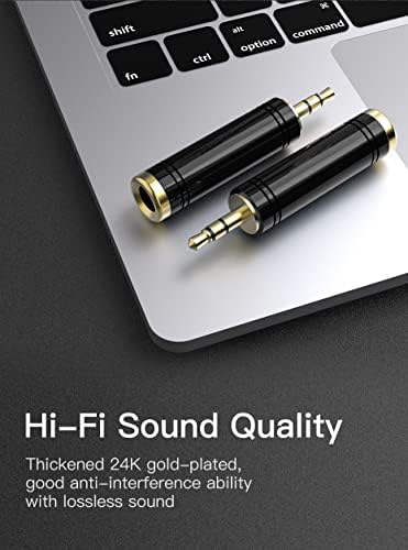 baolongking 2-Pack 1/4'' to 3.5mm Stereo Pure Copper Headphone Adapter,3.5mm(1/8'') Plug Male to 6.35mm (1/4'') Jack Female Stereo Adapter for Headphone, Amp Adapte, (Black)