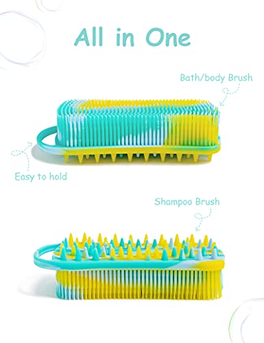 Silicone Exfoliating Body Scrubber Loofah Silicone Scalp Massager Shampoo Brush Soft Body Scrubbers for Use in Shower Lathers Well Easy to Clean 2 in 1 BSROLUNA (1 Pack Camouflage Green) - Image 4
