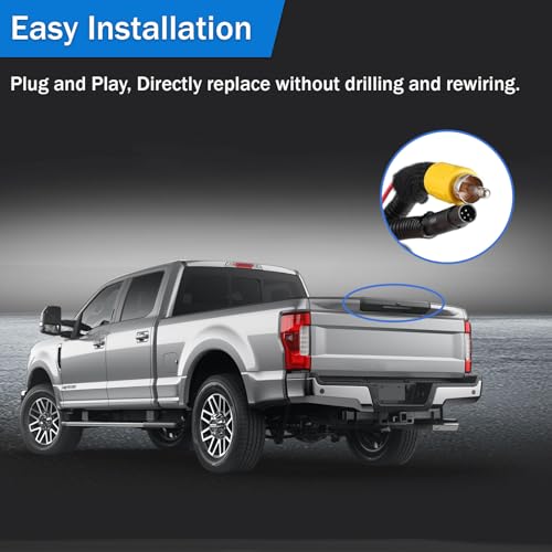 Image of HC3Z-9943400-NB Tailgate Handle with Rear View Backup Camera Fit for Ford F250 Super Duty 2017-2020 Without Release Button Pickup Truck Rear View Parking Reverse Camera Replace HC3Z-9943400-NA