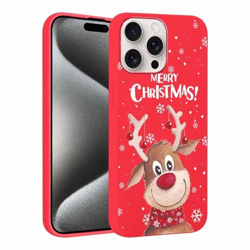 Yoedge Navidad Funda para iPhone 16 Pro Max 6,9", Carcasa Rojo Silicona con Dibujos Animados Diseño, Suave Ultrafina Antigolpes TPU Bumper Protector Case Fundas para Movil iPhone 16 Pro Max, Ciervo 10
