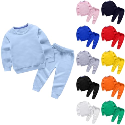 Kids Sweatsuits Basic Cotton Crewneck Sweatshirt and Jogger Sweatpants Toddler Girls Boys 2 Piece Tracksuit for 0-13 Years
