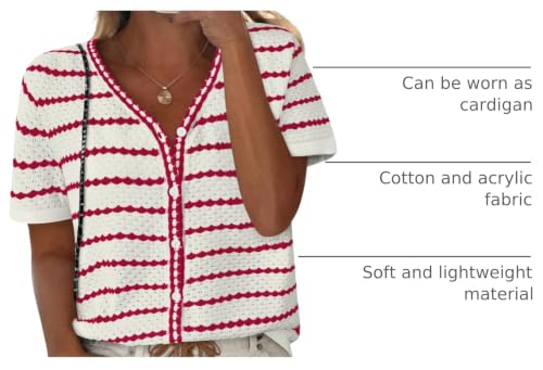 Image of NALANISA Women's Short Sleeve Sweater Spring Summer Crochet Knit Tops 2026