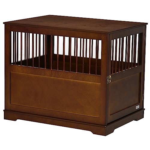 PawHut Hundekäfig, Haustierkäfig, Hundehütte für mittelgroße Hunde, Hundebox Indoor, Tierkäfig mit abschließbarer Tür, Braun, 80,5 x 59,5 x 67,5 cm