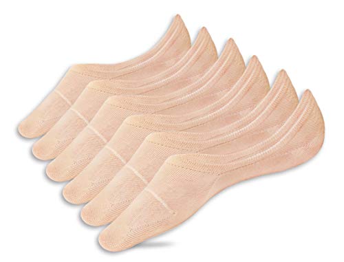 Eedor Women's 3 Pairs Thin No Show Socks Non Slip Flat Boat Line MLarge Beige