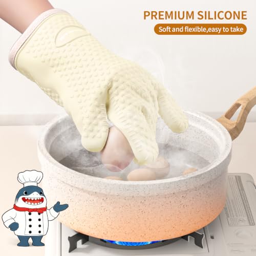 Image of MAD SHARK Silicone Oven Mitts with Fingers Heat Resistant 450F in Kitchen