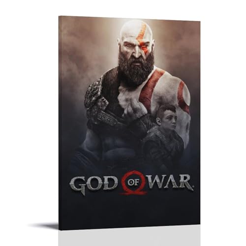 MKLYUA Póster de God of War: lienzo decorativo clásico impermeable que se desvanece, decoración universal, pintura para regalar a amigos, profesores, 30 x 45 cm, estilo marco
