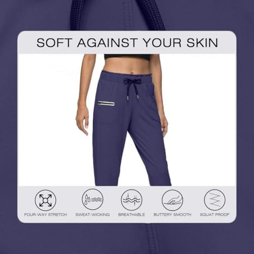 Image of Haowind Joggers for Women with Pockets Elastic Waist Workout Sport Gym Pants Comfy Lounge Yoga Running Pants
