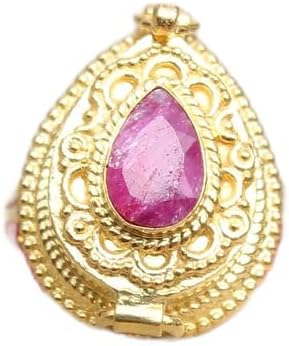 Ruby Poison Box Ring Red Stone Ring Vintage Pill Box Ring Pear Box Ring Bridesmaid Gift Ring Wedding Ring Golden Design Ring Gold Plated Ring Expensive Gift Ring Locket Ring Hidden Ring