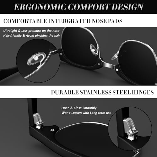 LINVO Polarized Semi Rimless Sunglasses for Men Women, Classic Retro Shades Half Frame Driving Sun Glasses UV Protection4