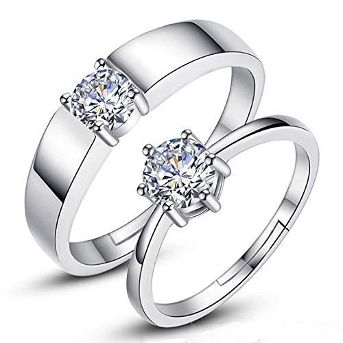 Exquisito par de Anillos de Color Plateado for Mujeres y Hombres, Pareja Ajustable, Compromiso, Regalo de Boda, Accesorios de joyería (Color : 30)