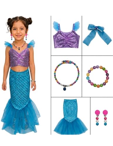 Image of BookMyCostume Girls Fancy Dress & Costume Collection - Mermaid Outfits Set & Rainbow Sequin Dresses - Princess, Kids Birthday, School Annual Day & Role-Play Costumes for Girls