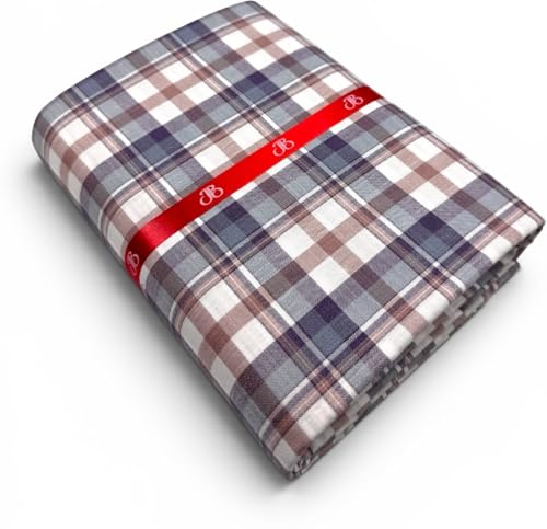 Image of JHABAK'S Cotton Blend Unstitched Checkered Fabric for Men - 2.35m Shirt Piece / 3m Kurta Piece - Width 36 Inches