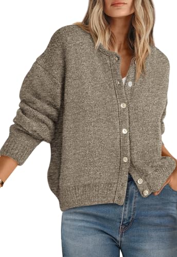 Image of PRETTYGARDEN Long Sleeve Crewneck Button Down Womens Sweaters Fall Open Front Chunky Cardigan Sweaters for Women 2026