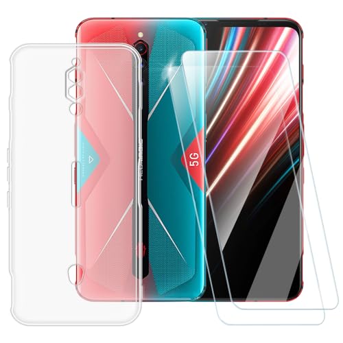 Funda TPU Impresa + 2 Protectores de Pantalla de Vidrio Templado Compatible con ZTE Nubia Red Magic 5G, Carcasa Artística Delgada Antigolpes, Antirrayaduras, Protección Total