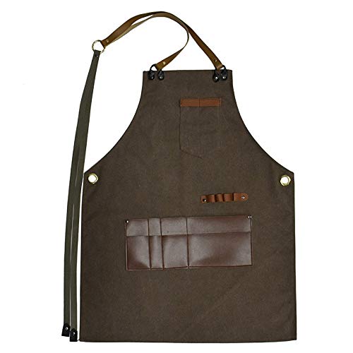 Noblik Adjustable Aprons Canvas Sleeveless Apron for Woman Cooking Chef Work Apron for Grill Bar Shop Cafes Studios Uniform