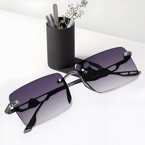 Image of IFLASH UV Protected Rectangular Rimless Sunglasses for Men and Women