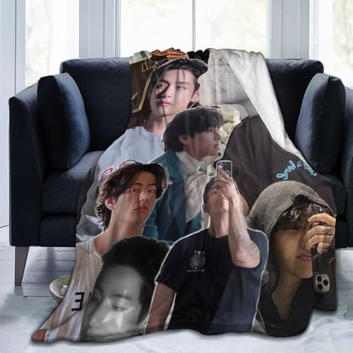 AFBQOPL Kim Taehyung Couverture polaire douce et légère pour lit, canapé, chaise, canapé 4 tailles