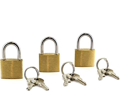 Ram Pro Small Metal Padlock Solid Brass Mini Lock Stylish and Highly Durable Perfect for Jewelry Box, Briefcases,Gym or Sports Lockers, School Lockers, and Storage Cabinets