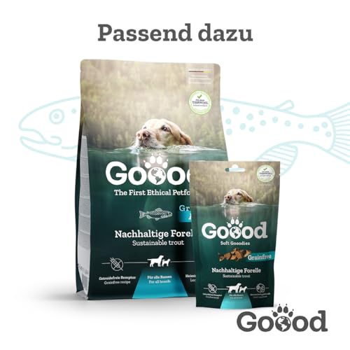 Goood - Adult Nachhaltige Forelle - Nassfutter, Hundefutter - mit regionalem Gemüse und Beeren - Getreidefrei, Glutenfrei, Weizenfrei, Ohne Konservierungsstoffe - 6 x 400 g